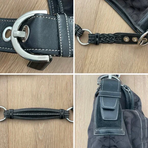 Vintage Coach Purse Hobo Signature Shoulder Bag Black Monogram 6279 Y2K - Picture 9 of 11